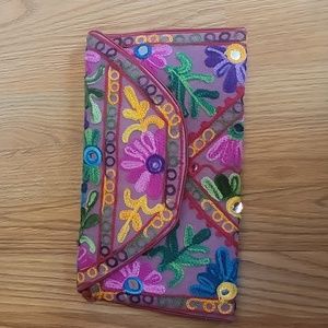 Hand embroidered mirror purse
